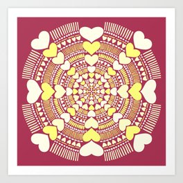 Heart Mandala in Pink Lemonade Dark Art Print