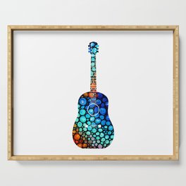 Colorful Mosaic Acoustic Guitar Art Music Serving Tray