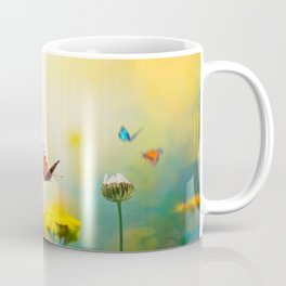 Flowers With Butterflies in the spring garden illustration Coffee Mug