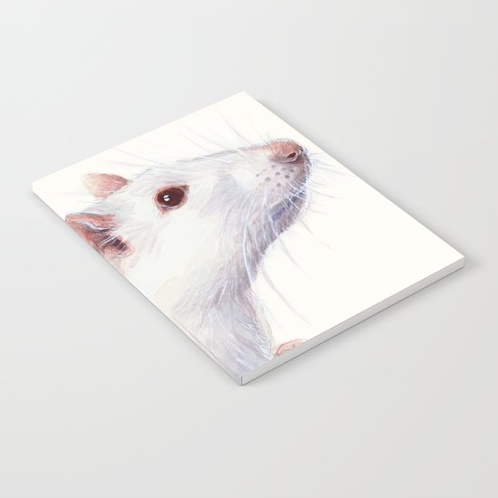 White Rat Watercolor Albino Rat Animal Notebook