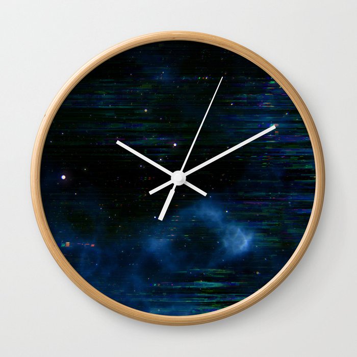 Glitch Blue Cosmos Wall Clock