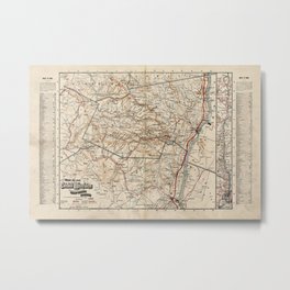 Catskill Mountains Map Metal Print