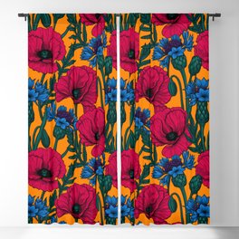Red poppies and blue cornflowers Blackout Curtain