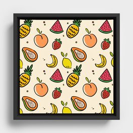 Fresh Fruits Colorful Pattern Framed Canvas