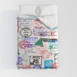 Series Of World Travel Passport Stamps Comforter