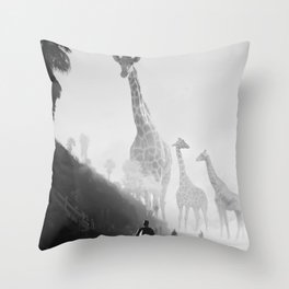 Giraffes the Beach Throw Pillow
