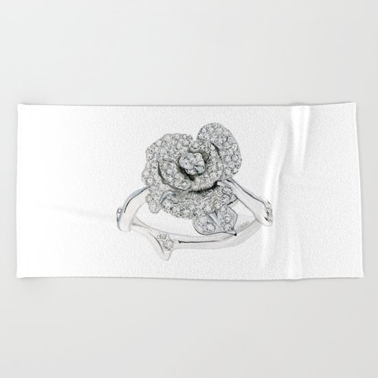 Silver Rose Ring Beach Towel
