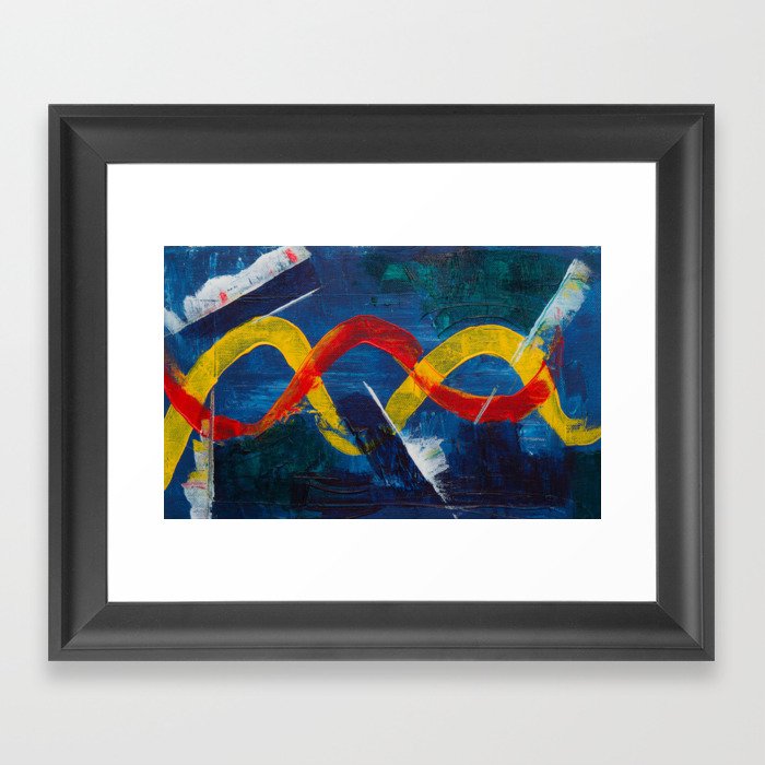 Blue Red Yellow Abstract Painting Framed Art Print