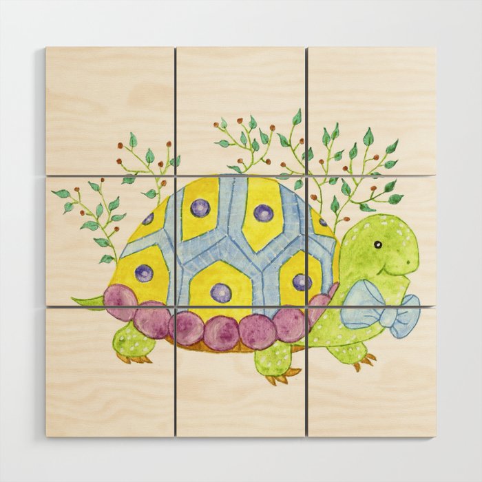 Colorful turtle Wood Wall Art