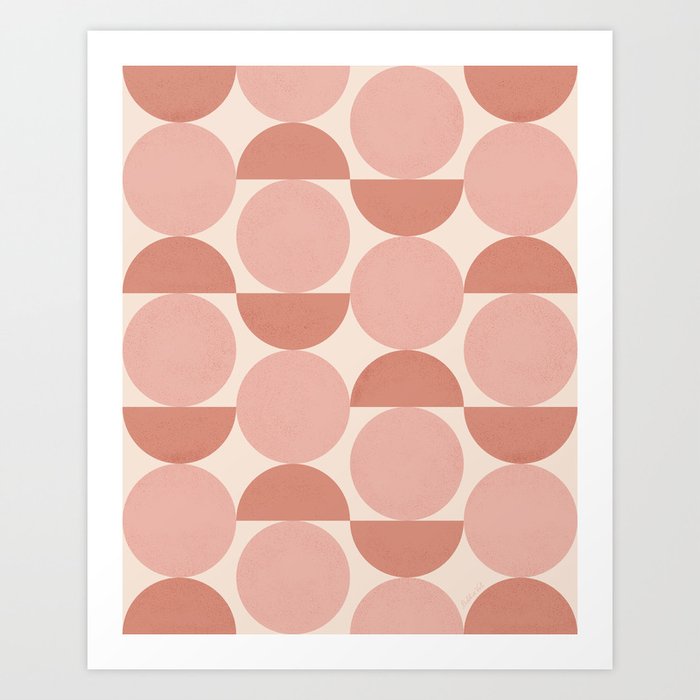 Vintage Geometric Print in Blush Pink Art Print