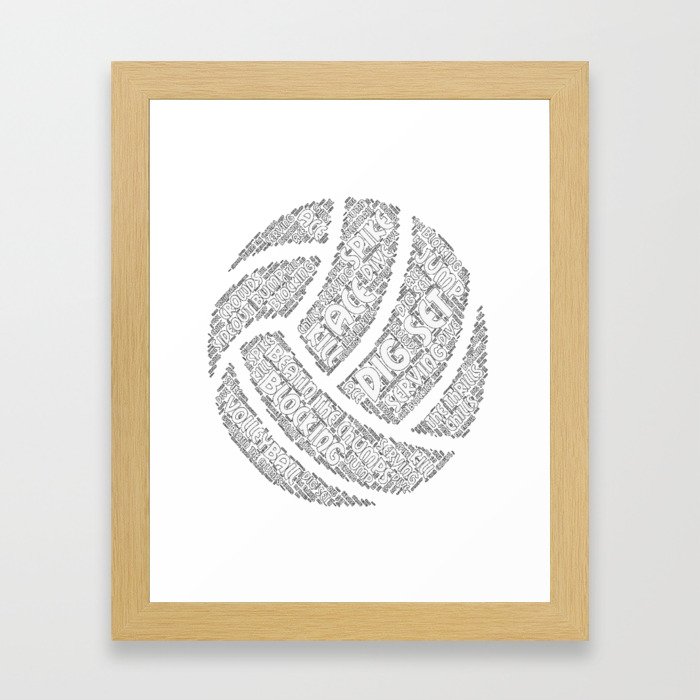 Volleyball WORD Term Design WHITE Framed Art Print