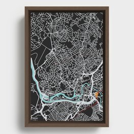 Bristol Map (noir) Framed Canvas