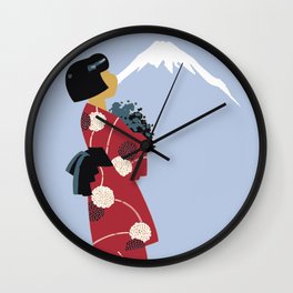 Japonesa y el volcan Wall Clock