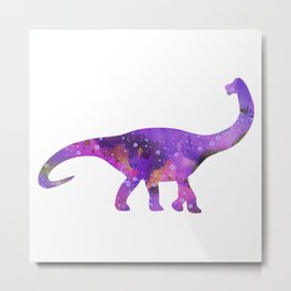 Dinosaur Brachiosaurus Art Print Wild Animals Nursery Decor Kids Room Watercolor Pint Purple Art Metal Print