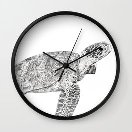 Handdrawn Sea Turtle Wall Clock