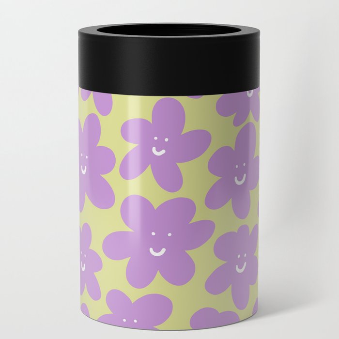 Happy Baby New Year Flowers - lime and purple  Can Cooler