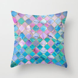 Alcohol Ink Paintings in Quatrefoil Pattern Throw Pillow