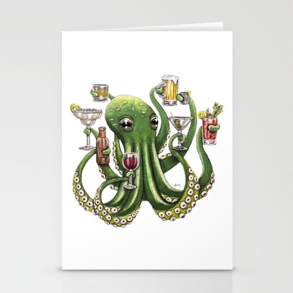 "Octo Buzz" - Octopus Cocktails Stationery Cards