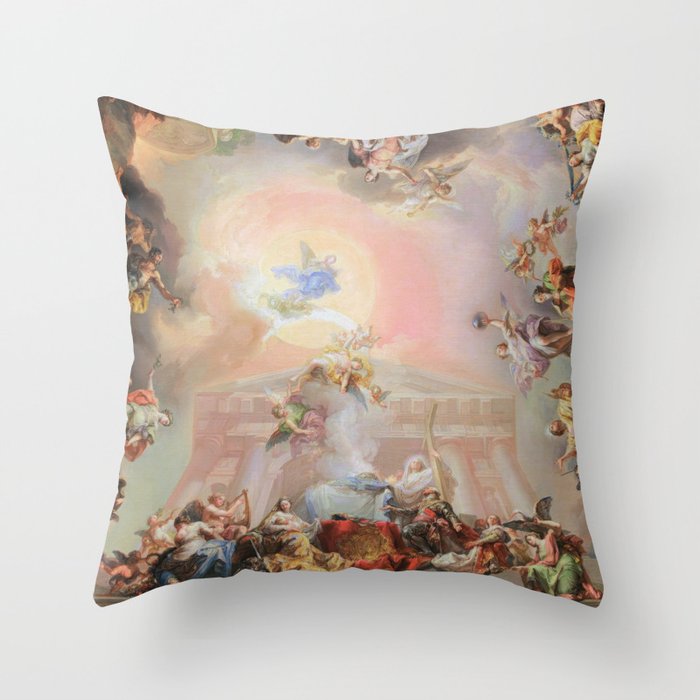 Renaissance Painting Angels Cherubs Aesthetic Allegorical Scene Throw Pillow