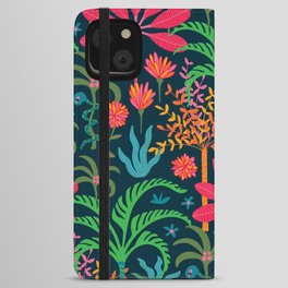 DREAM Bright Tropical Floral with Palm Trees and Snake iPhone Wallet Case