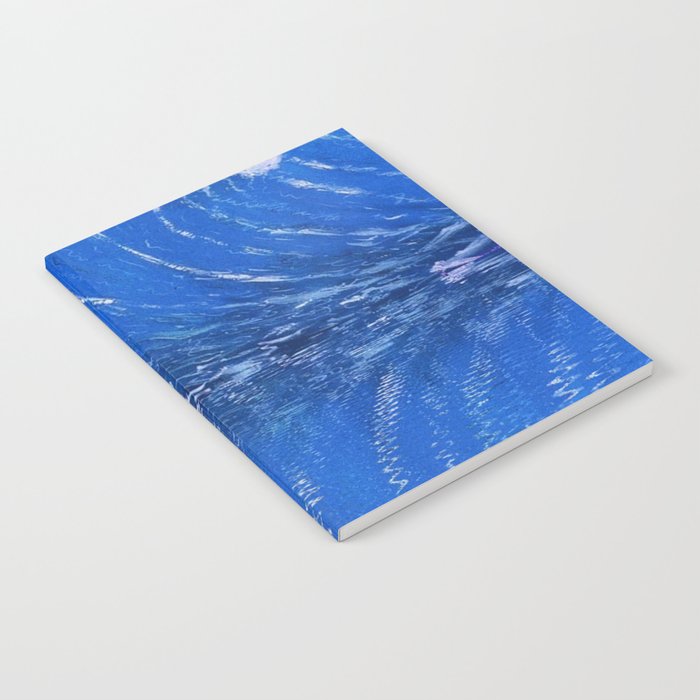 Extreme surfing pipeline wave with mirrored reflection oregon, hawaii, florida, portugal, nazare, honolulu surfer landsccape painting in ocean blue Notebook