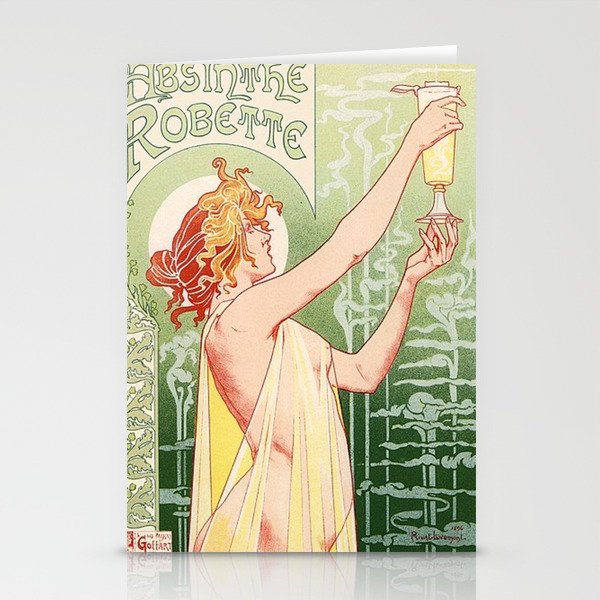 Absinthe Robette Vintage Advertising Woman Girl Stationery Cards