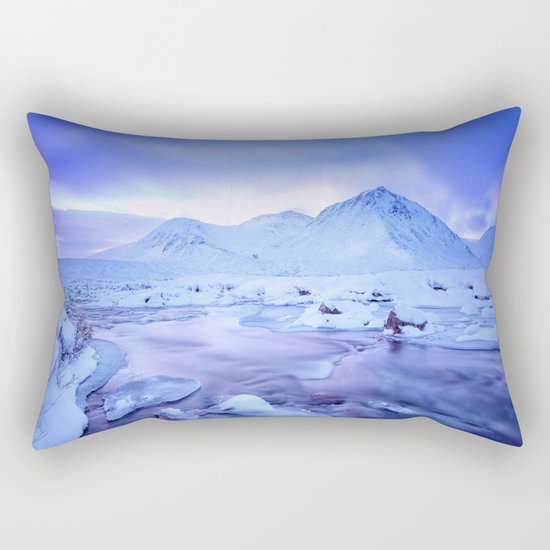 Freezing Mountain Lake Landscape : Blue Rectangular Pillow