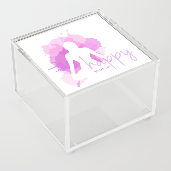 International yoga day hand drawn watercolor splash Acrylic Box