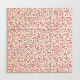 Pink Eastern Floral Pattern Wood Wall Art