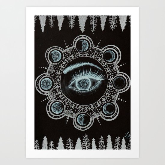 Phases of the Moon Mandala Art Print