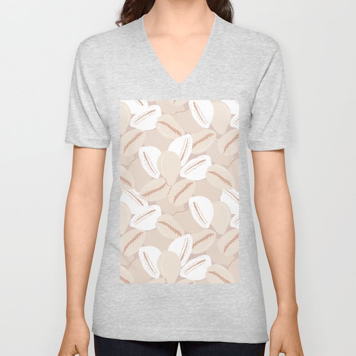 Coffee bean seashell pattern illustration V Neck T Shirt