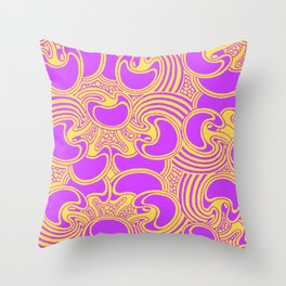 Psychedelic Purple Retro Magic Mushrooms Throw Pillow