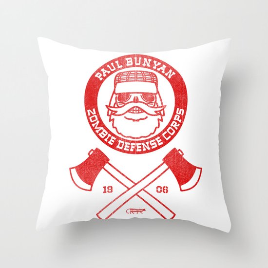 Paul Bunyan Zombie Defense Corps Throw Pillow