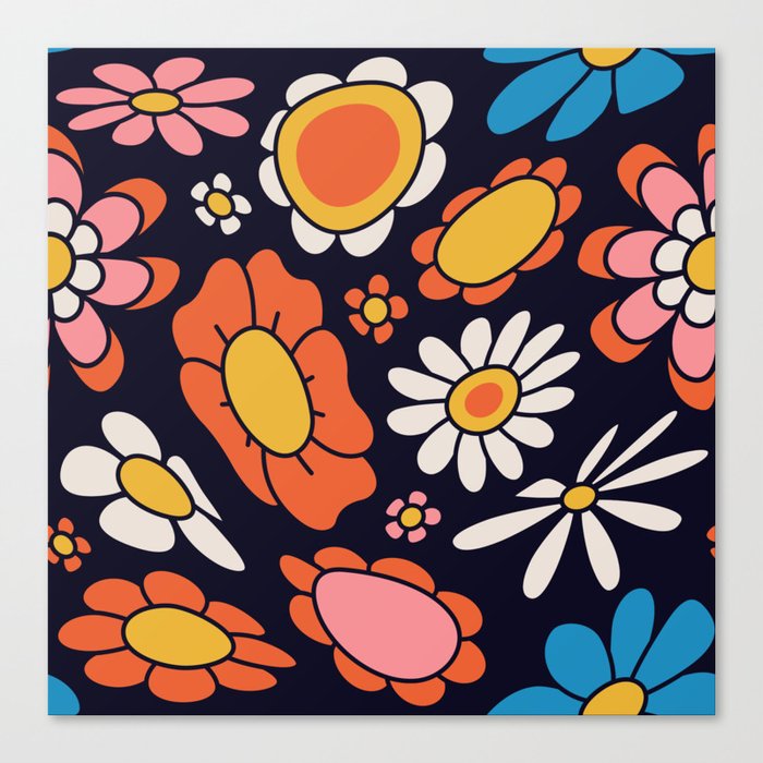 Retro 70s Psychedelic Pattern 07 Canvas Print