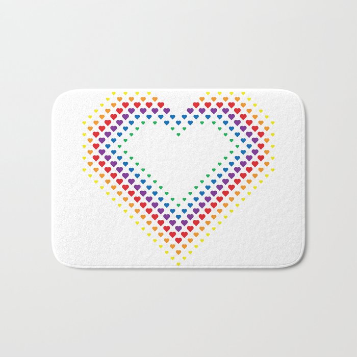 Halftone Heart Shaped Dots Rainbow Color Bath Mat