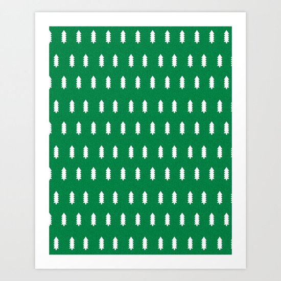 Christmas Trees minimal modern green and white holiday christmas decor Art Print