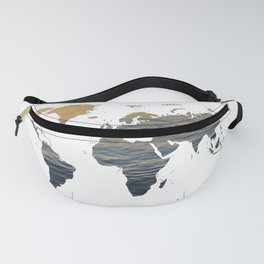World Map - Sea Water Texture - Script Quotation Fanny Pack