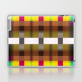 geometric symmetry pixel square pattern abstract background in yellow pink green Laptop Skin