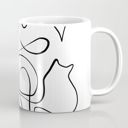 CAT Silhouette Line-Art in Black & White Mug