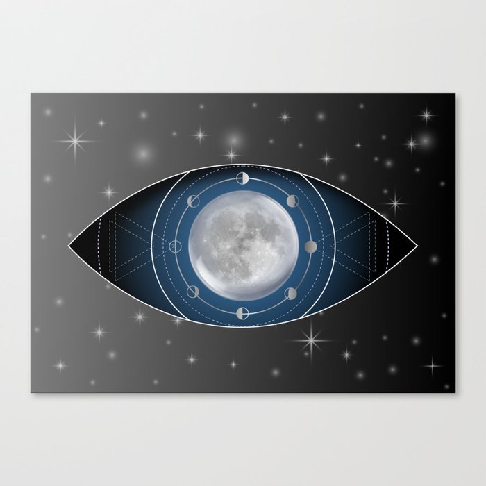 Third eye moon phases esoteric spiritual symbol silver	 Canvas Print