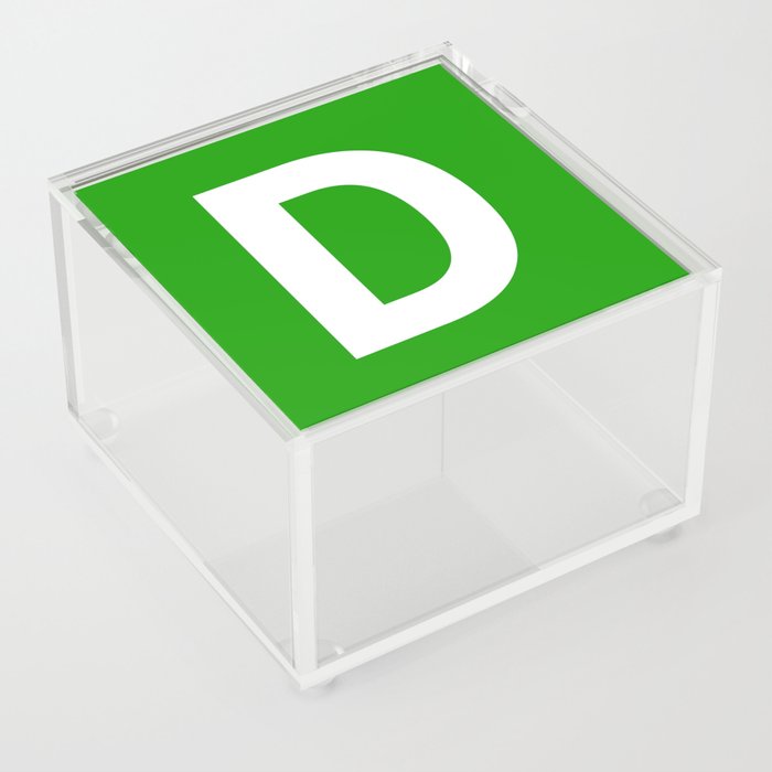 Letter D (White & Green) Acrylic Box