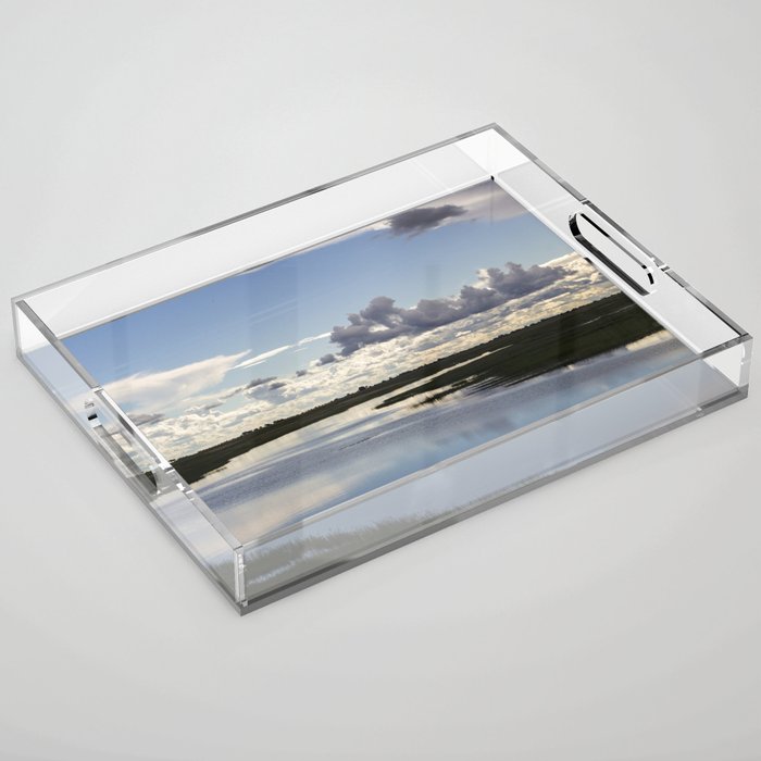 South Africa Photography - Pond Under The Blue Cloudy Sky Acrylic Tray