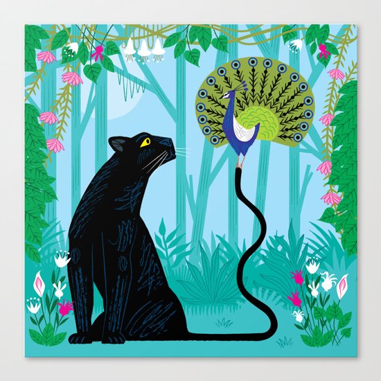 The Peacock and The Panther Canvas Print
