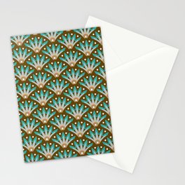 Sunshine Seigaiha Wave – Turquoise & Tan Stationery Card