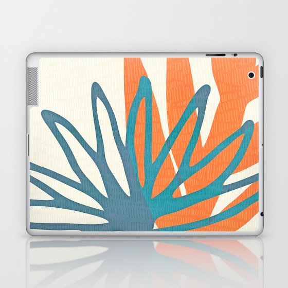 Mid Century Nature Print / Teal and Orange Laptop & iPad Skin