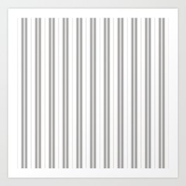 Smoke Grey and White Vertical Vintage American Country Cabin Ticking Stripe Art Print
