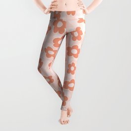 Trippy Checkered Flowers - Large - Peach & Pinks Leggings