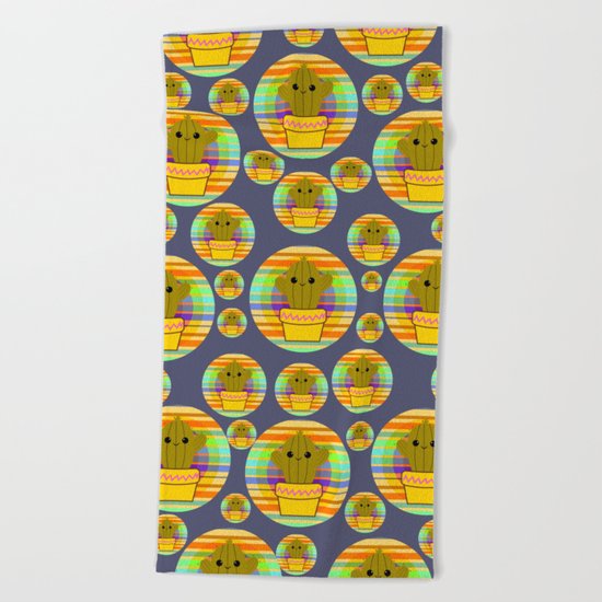 Colorful cacti Beach Towel