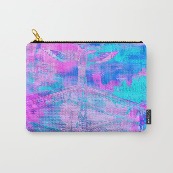 Totem Cabin Abstract - Hot Pink & Turquoise Carry-All Pouch