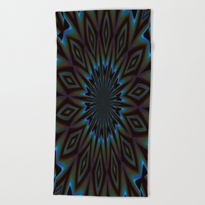 Blue and Brown Floral Abstract Beach Towel by taiche Society6